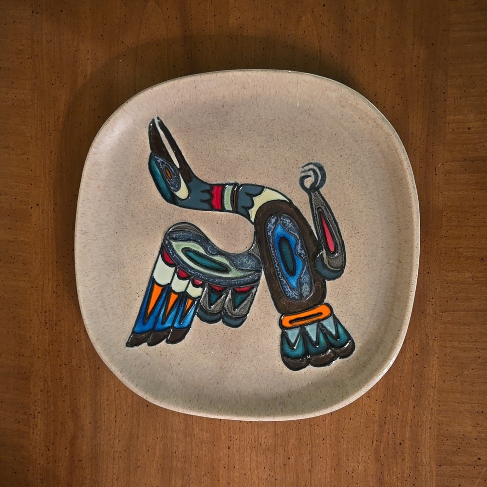 Vintage Haida Thunderbird Ceramic plate Hand painted EUC